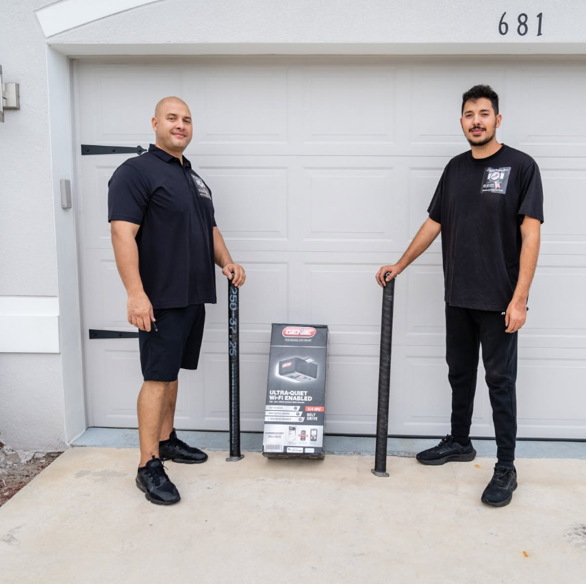 A Rated Garage Doors technicians on a residential service call on Southwest Florida